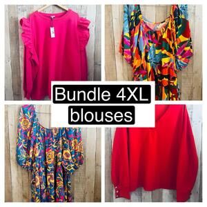 Lot of four blouses, Blue, size, size 4XL in American size